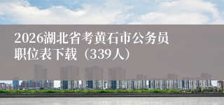 2026湖北省考黄石市公务员职位表下载（339人）