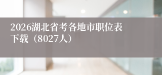 2026湖北省考各地市职位表下载(8027人)