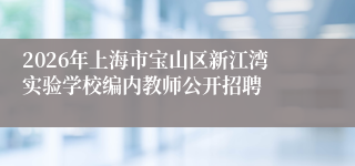 2026年上海市宝山区新江湾实验学校编内教师公开招聘