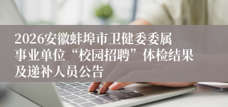 2026安徽蚌埠市卫健委委属事业单位“校园招聘”体检结果及递补人员公告