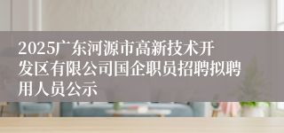 2025广东河源市高新技术开发区有限公司国企职员招聘拟聘用人员公示
