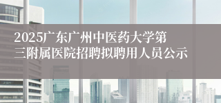 2025广东广州中医药大学第三附属医院招聘拟聘用人员公示