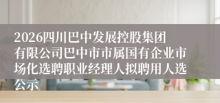2026四川巴中发展控股集团有限公司巴中市市属国有企业市场化选聘职业经理人拟聘用人选公示