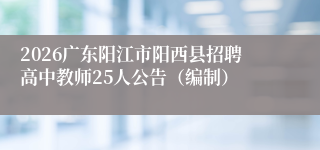 2026广东阳江市阳西县招聘高中教师25人公告(编制)