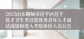 2025山东聊城市茌平区茌平优才卫生类引进优秀青年人才面试成绩和进入考察体检人员公告