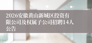 2026安徽黄山新城区投资有限公司及权属子公司招聘14人公告