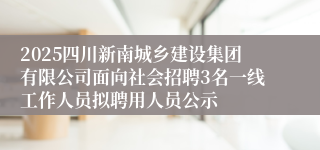 2025四川新南城乡建设集团有限公司面向社会招聘3名一线工作人员拟聘用人员公示
