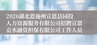 2026湖北恩施州宣恩县园投人力资源服务有限公司招聘宣恩贡水融资担保有限公司工作人员1人公告