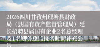 2026四川甘孜州理塘县财政局（县国有资产监督管理局）延长招聘县属国有企业2名总经理及1名财务总监报名时间补充公告