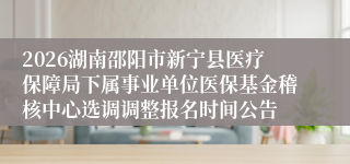 2026湖南邵阳市新宁县医疗保障局下属事业单位医保基金稽核中心选调调整报名时间公告