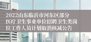 2022山东临沂市河东区部分医疗卫生事业单位招聘卫生类岗位工作人员计划取消核减公告