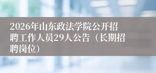 2026年山东政法学院公开招聘工作人员29人公告（长期招聘岗位）