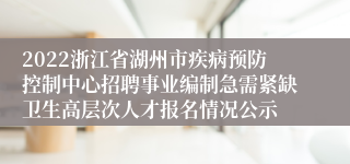 2022浙江省湖州市疾病预防控制中心招聘事业编制急需紧缺卫生高层次人才报名情况公示