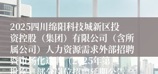 2025四川绵阳科技城新区投资控股（集团）有限公司（含所属公司）人力资源需求外部招聘暨市场化选聘（2025年第三批次）部分岗位招聘延期公告