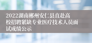 2022湖南郴州安仁县直赴高校招聘紧缺专业医疗技术人员面试成绩公示