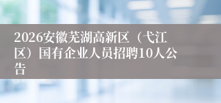 2026安徽芜湖高新区（弋江区）国有企业人员招聘10人公告