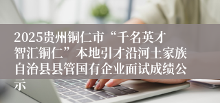 2025贵州铜仁市“千名英才智汇铜仁”本地引才沿河土家族自治县县管国有企业面试成绩公示