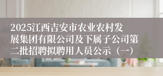 2025江西吉安市农业农村发展集团有限公司及下属子公司第二批招聘拟聘用人员公示(一)