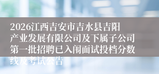 2026江西吉安市吉水县吉阳产业发展有限公司及下属子公司第一批招聘已入闱面试投档分数线及考试公告