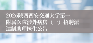 2026陕西西安交通大学第一附属医院涉外病房（一）招聘派遣制助理医生公告