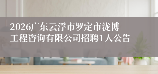 2026广东云浮市罗定市泷博工程咨询有限公司招聘1人公告