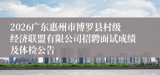 2026广东惠州市博罗县村级经济联盟有限公司招聘面试成绩及体检公告