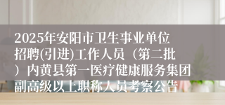 2025年安阳市卫生事业单位招聘(引进)工作人员(第二批)内黄县第一医疗健康服务集团副高级以上职称人员考察公告