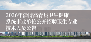 2026年淄博高青县卫生健康系统事业单位公开招聘卫生专业技术人员公告