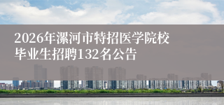 2026年漯河市特招医学院校毕业生招聘132名公告
