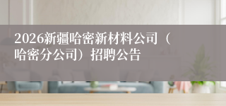 2026新疆哈密新材料公司（哈密分公司）招聘公告