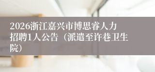2026浙江嘉兴市博思睿人力招聘1人公告(派遣至许巷卫生院)