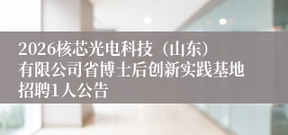 2026核芯光电科技（山东）有限公司省博士后创新实践基地招聘1人公告