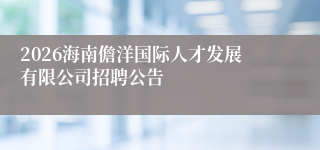 2026海南儋洋国际人才发展有限公司招聘公告