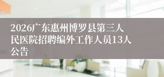 2026广东惠州博罗县第三人民医院招聘编外工作人员13人公告