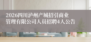 2026四川泸州产城招引商业管理有限公司人员招聘4人公告