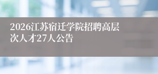 2026江苏宿迁学院招聘高层次人才27人公告