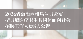 2026青海海西州乌兰县紧密型县域医疗卫生共同体面向社会招聘工作人员8人公告