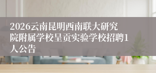 2026云南昆明西南联大研究院附属学校呈贡实验学校招聘1人公告
