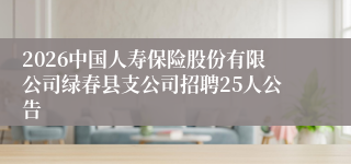 2026中国人寿保险股份有限公司绿春县支公司招聘25人公告