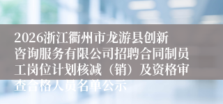 2026浙江衢州市龙游县创新咨询服务有限公司招聘合同制员工岗位计划核减(销)及资格审查合格人员名单公示