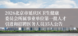 2026北京市延庆区卫生健康委员会所属事业单位第一批人才引进和招聘医务人员35人公告