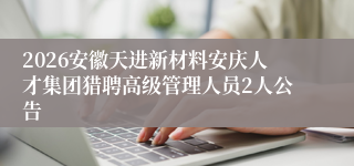 2026安徽天进新材料安庆人才集团猎聘高级管理人员2人公告