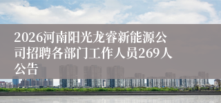 2026河南阳光龙睿新能源公司招聘各部门工作人员269人公告