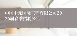中国中元国际工程有限公司2026届春季招聘公告