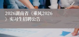 2026湖南省《乘风2026》实习生招聘公告