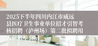 2025下半年四川内江市威远县医疗卫生事业单位招才引智考核招聘（泸州场）第二批拟聘用人员名单公示