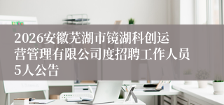 2026安徽芜湖市镜湖科创运营管理有限公司度招聘工作人员5人公告