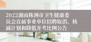 2022湖南株洲市卫生健康委员会直属事业单位招聘取消、核减计划和降低开考比例公告