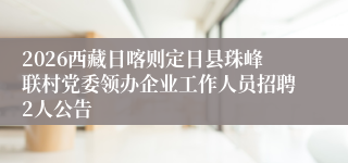 2026西藏日喀则定日县珠峰联村党委领办企业工作人员招聘2人公告