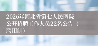 2026年河北省第七人民医院公开招聘工作人员22名公告（聘用制）